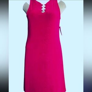 BRAND NEW Tash + Sophie FUSHIA Sleeveless Embossed A-Line Dress XL